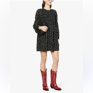Ganni Programme Polka Dot Ruffled Mini Dress Women Size S Whimsigoth Grunge